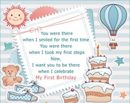 1st birthday invitation message