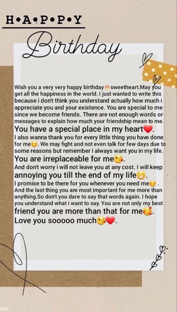 happy birthday love letter for girlfriend