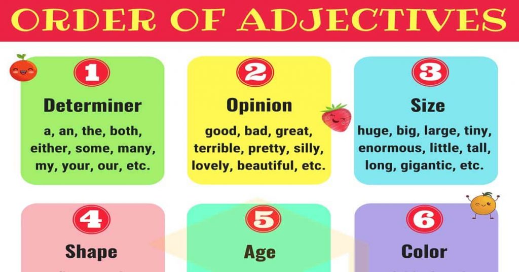 أمثلة على قاعدة adjective order
