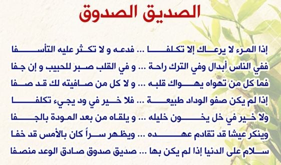 اجمل ابيات شعر عن الصداقة