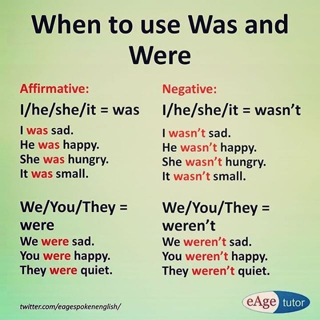 امثلة على قاعدة was were