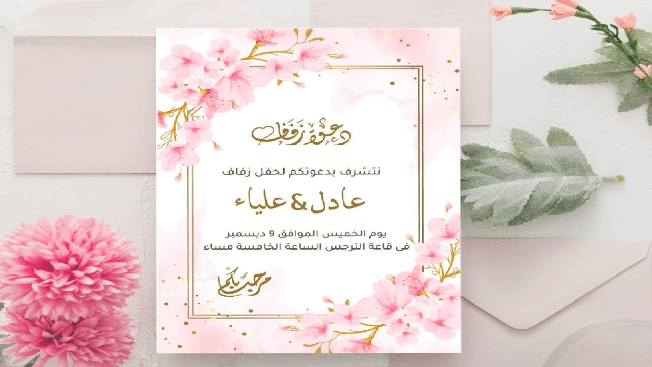 صورة بطاقة دعوة عقد قران جاهزة