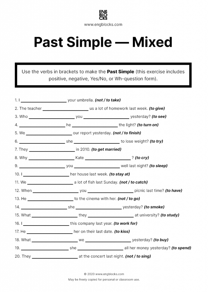 تدريبات على past simple