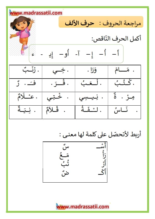 تدريبات على حرف الالف