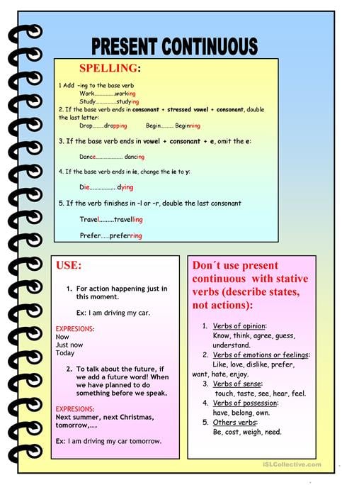 جمل عن present continuous