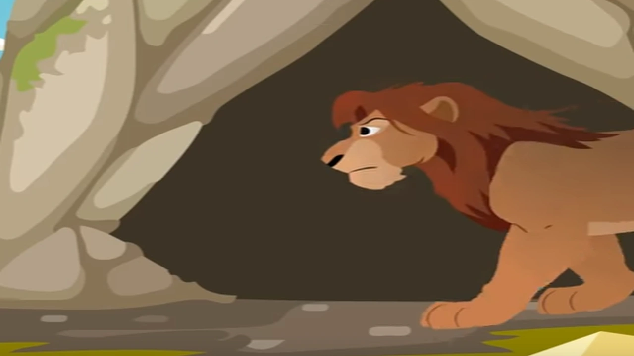 صورة قصص اطفال قصيرة بالصور : قصة الأسد الجائع