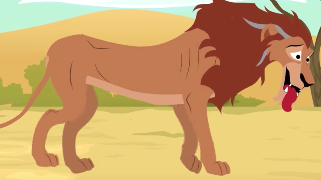 صورة قصص اطفال قصيرة بالصور : قصة الأسد العجوز