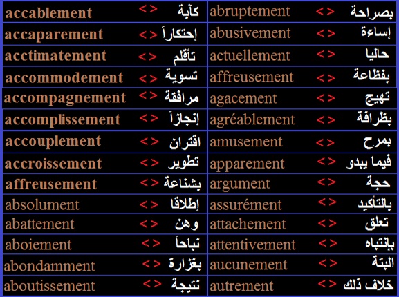 كلمات بالعامية الفرنسية