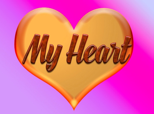 كلمة قلبي بالانجليزي مزخرفة