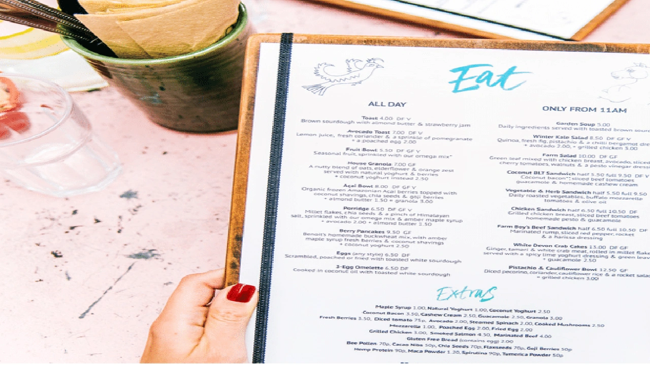 صورة نموذج قائمة الطعام