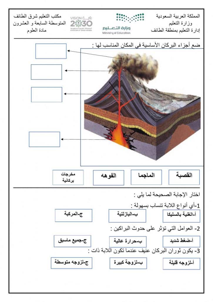 ورقة عمل الزلازل ثالث متوسط