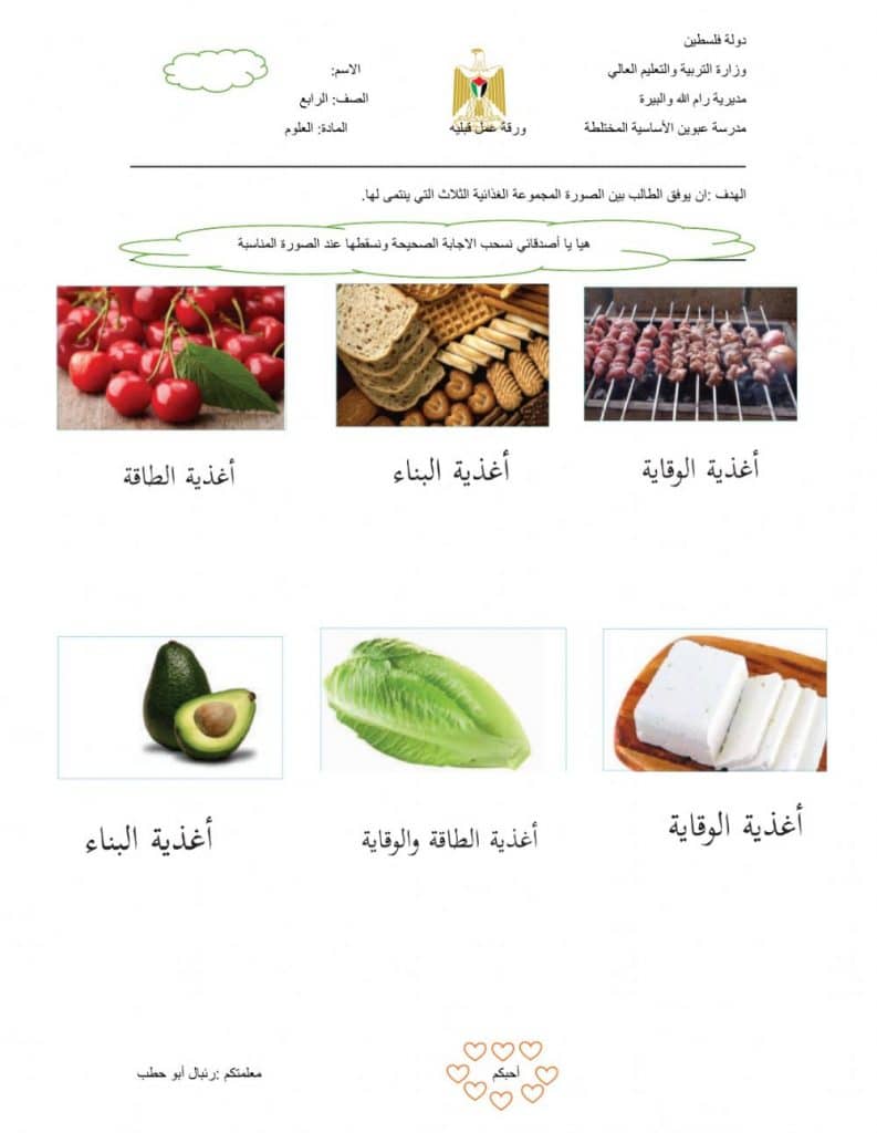 ورقة عمل الغذاء المتوازن