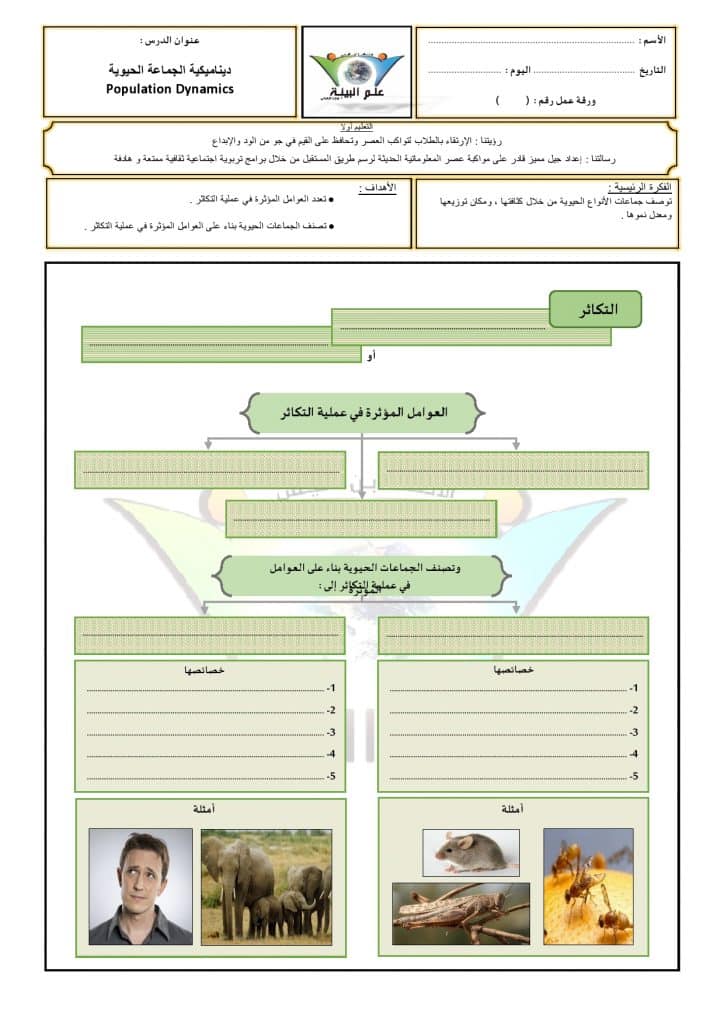 ورقة عمل النباتات اللاوعائية