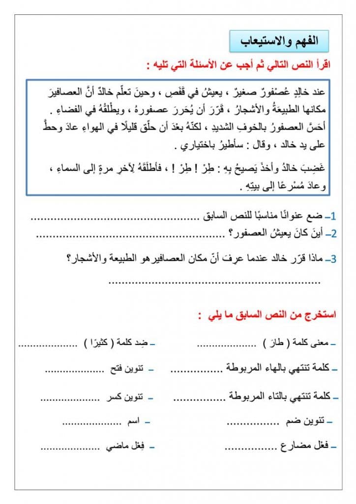 ورقة عمل درس الرسامة الصغيرة