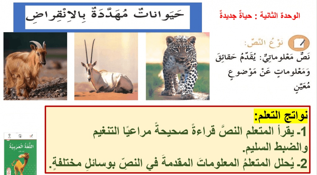 ورقة عمل درس حيوانات مهددة بالانقراض