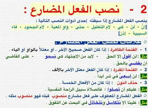 أمثلة على نصب الفعل المضارع