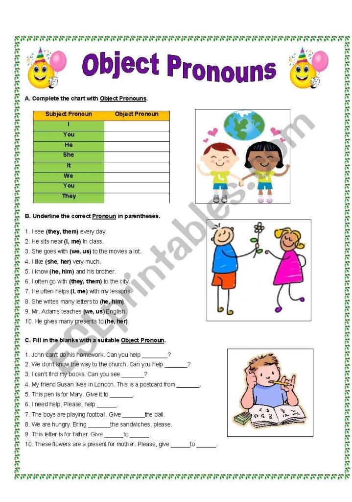 أمثلة عن object pronouns
