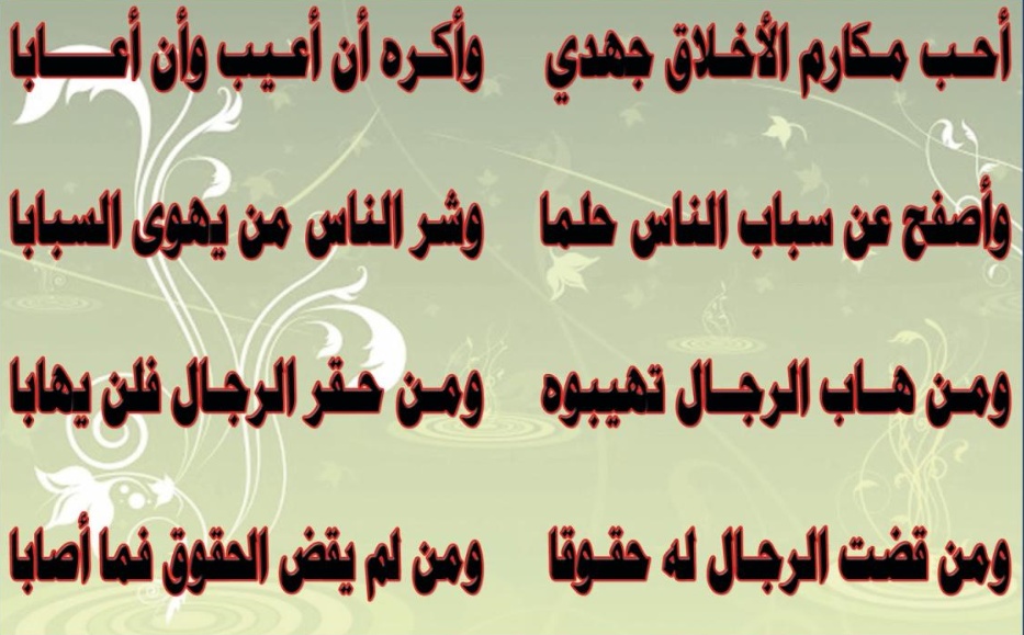 ابيات شعرية عن الأخلاق