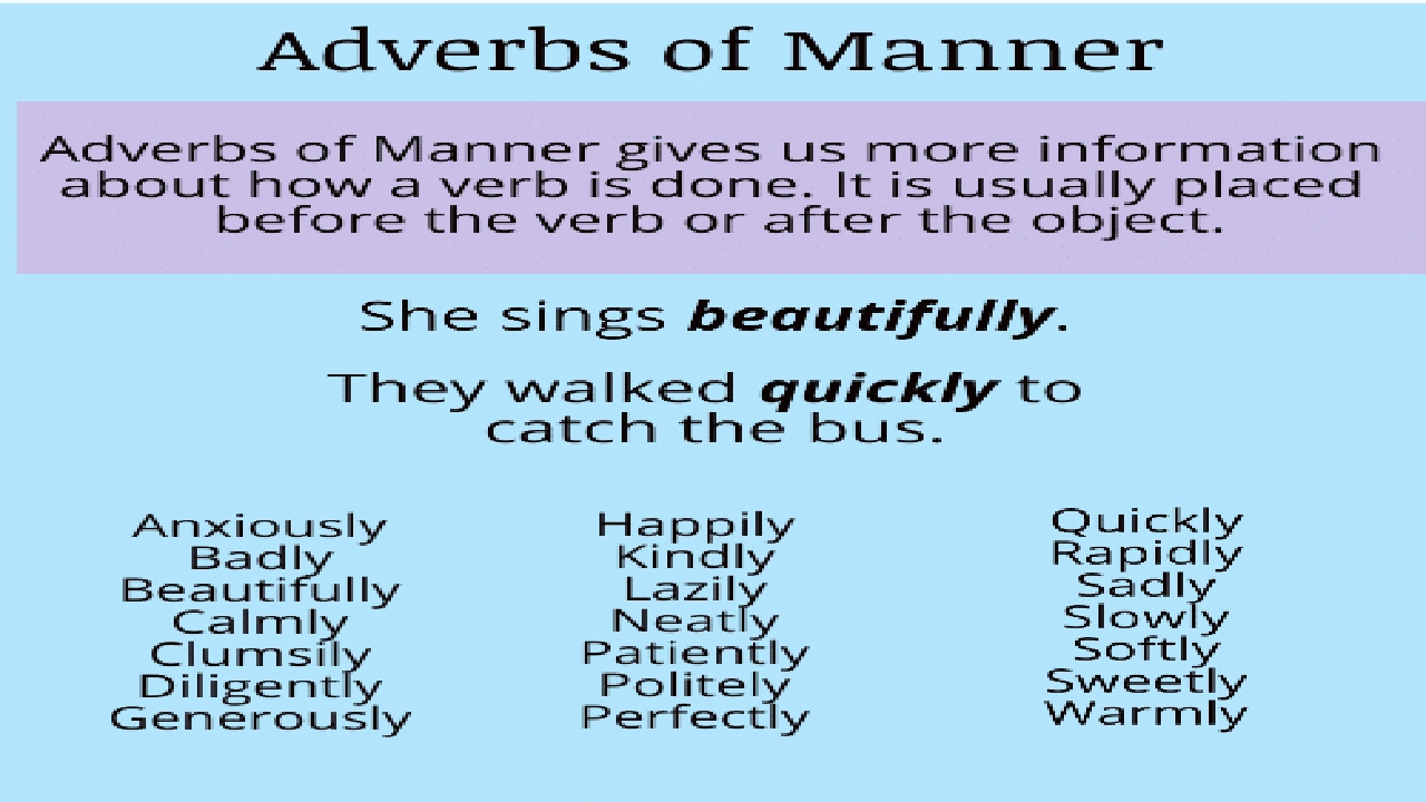 صورة امثلة على قاعدة adverbs of manner