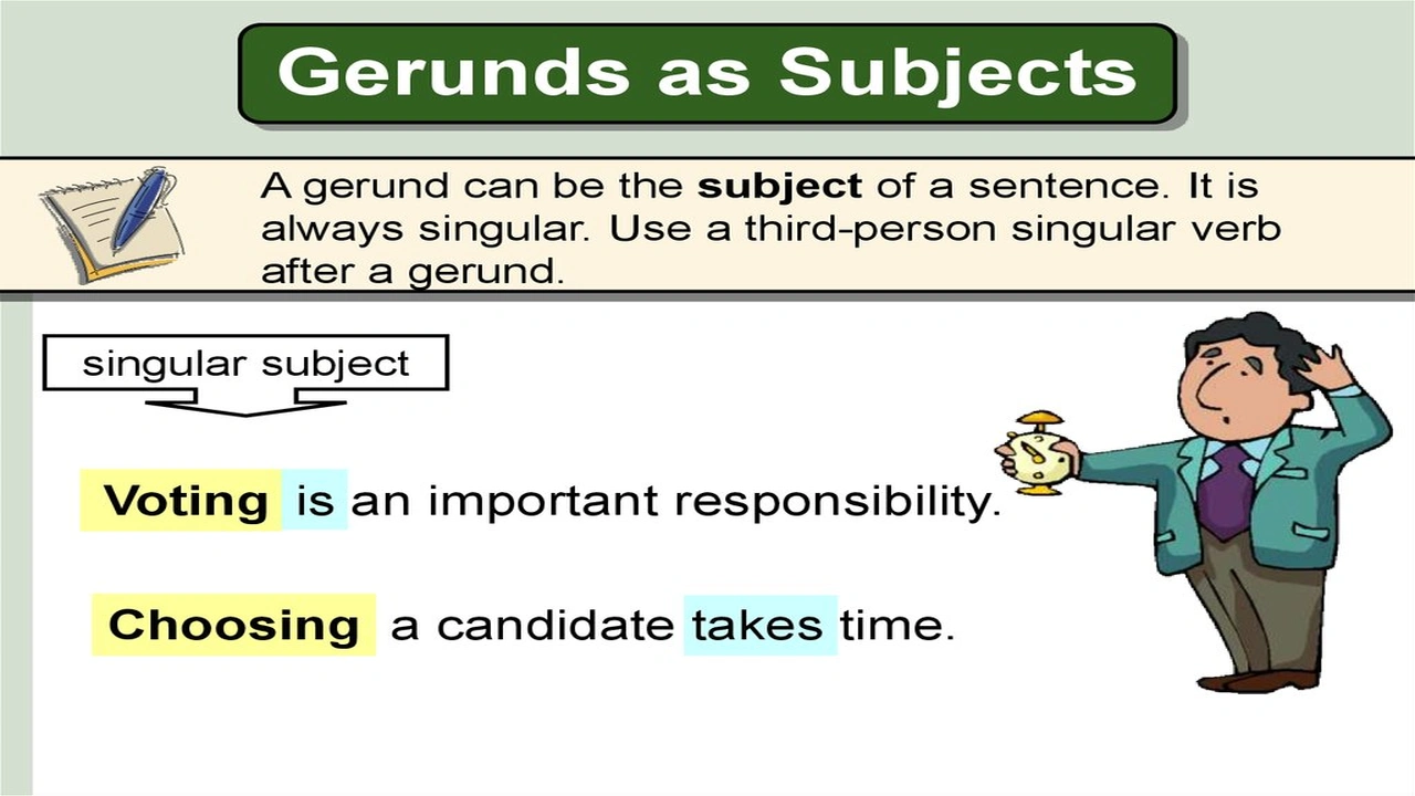صورة امثلة على قاعدة gerunds as subjects