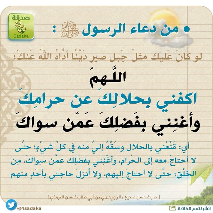 تجربتي مع دعاء اللهم اكفني بحلالك عن حرامك