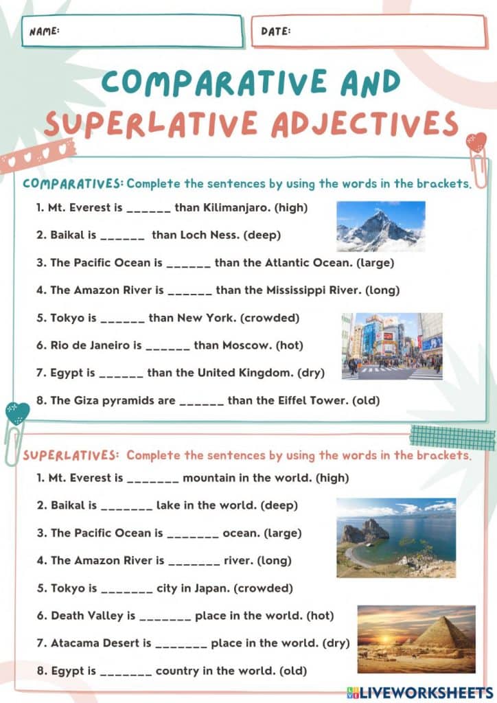تدريبات على comparative and superlative