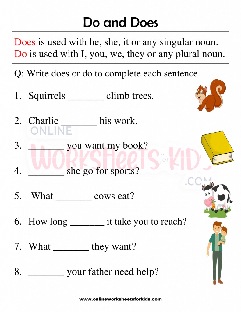 تدريبات على do does للاطفال