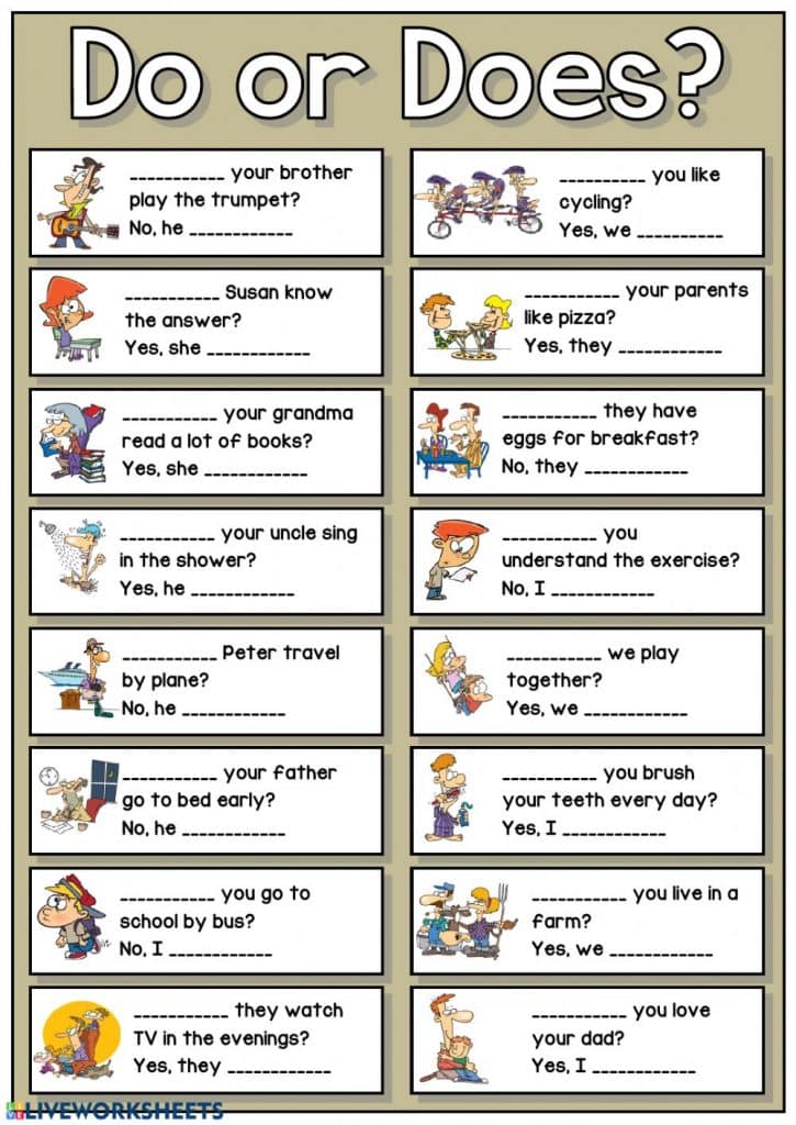 تدريبات على do does