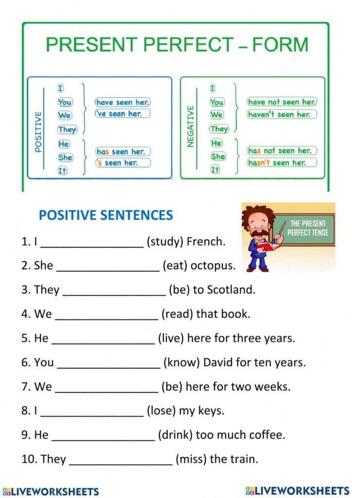 تدريبات على present perfect