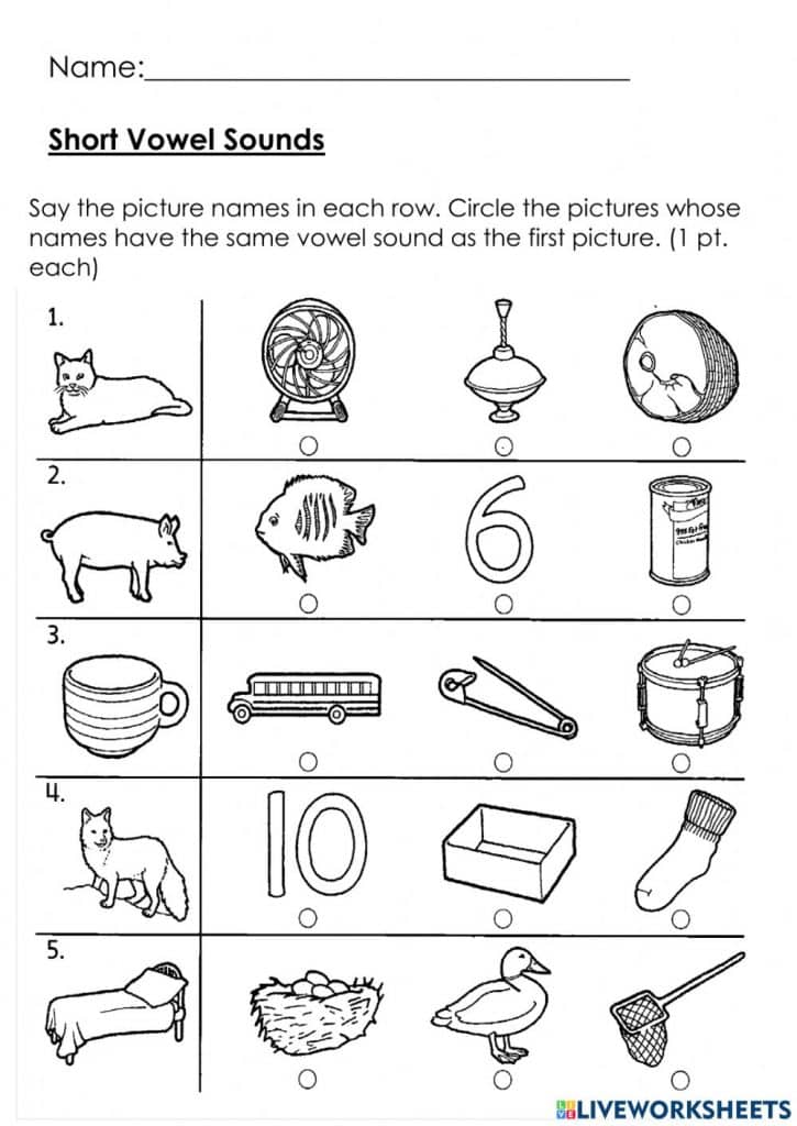 تدريبات على short vowels