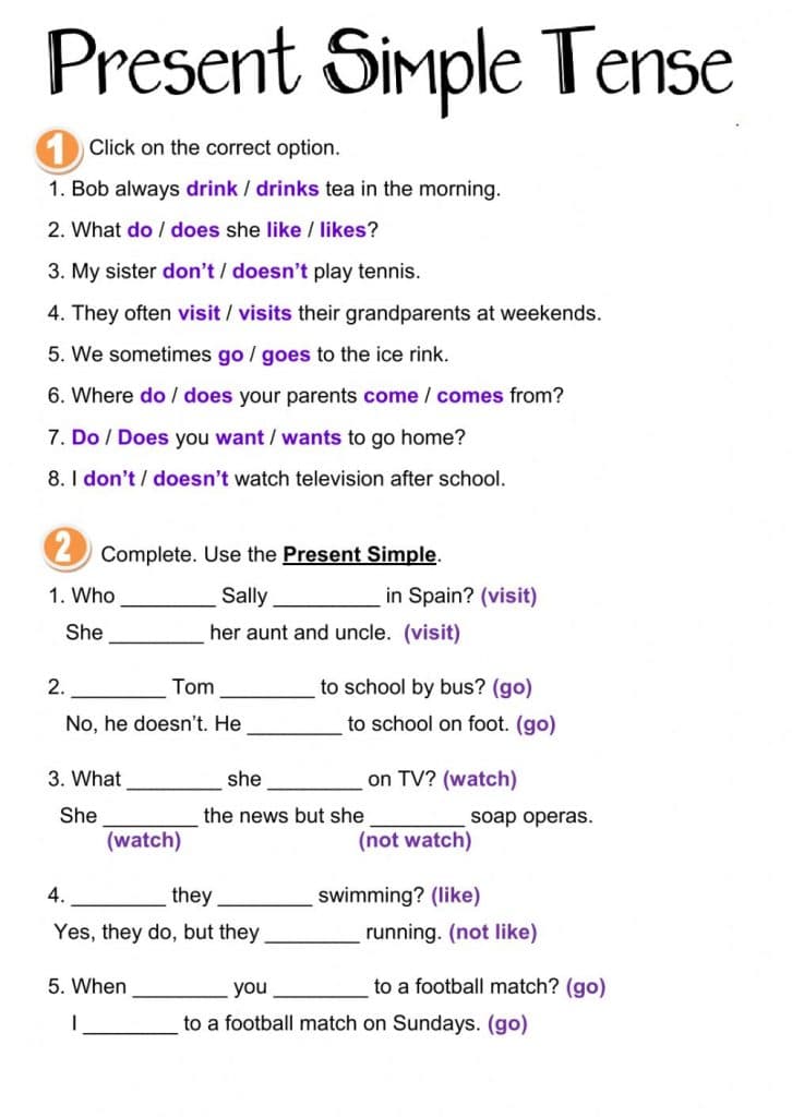 تدريبات على simple present