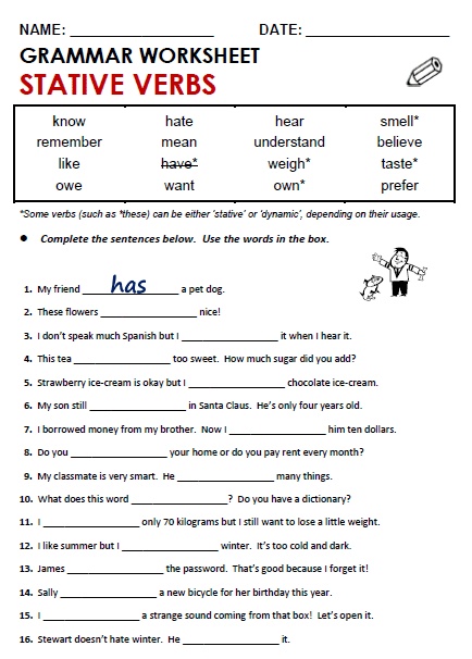 تدريبات على stative verbs