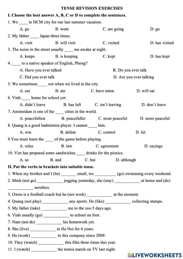 تدريبات على tenses