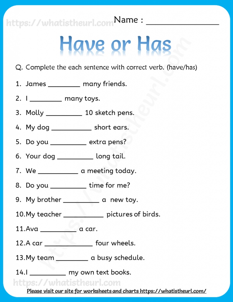 تدريبات على verb to have للاطفال