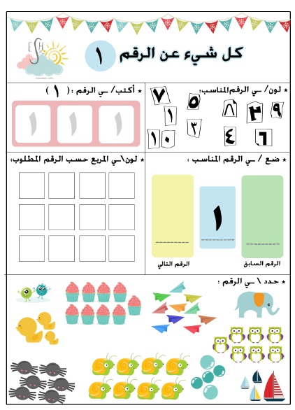 تدريبات على رقم واحد
