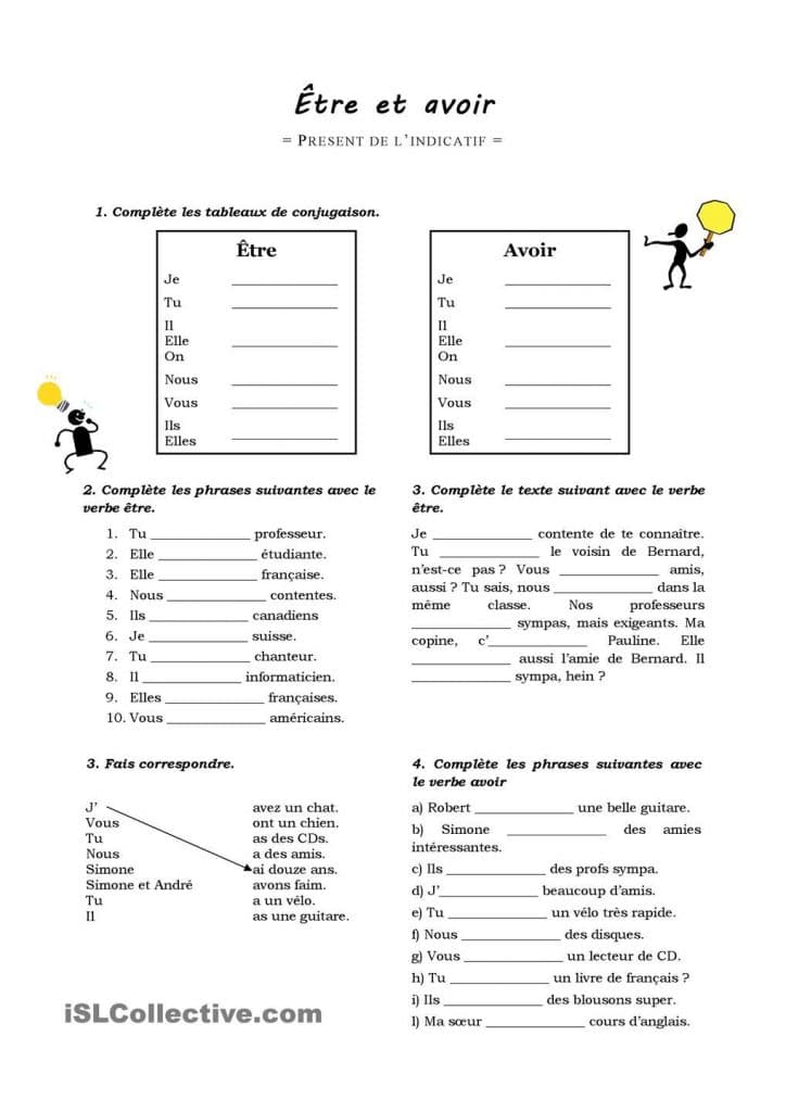 تدريبات علي verb etre