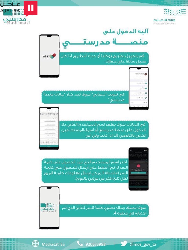 تطبيق منصة مدرستي توكلنا