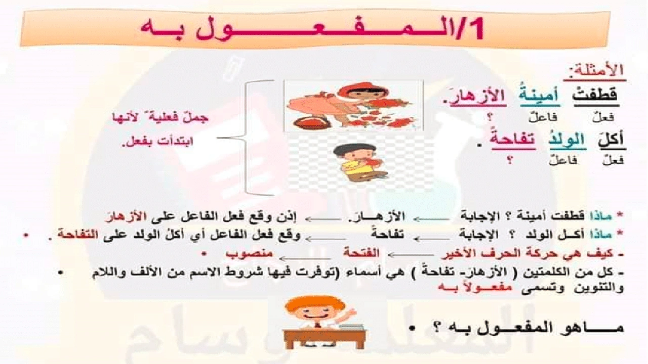 صورة جمل فيها مفعول به