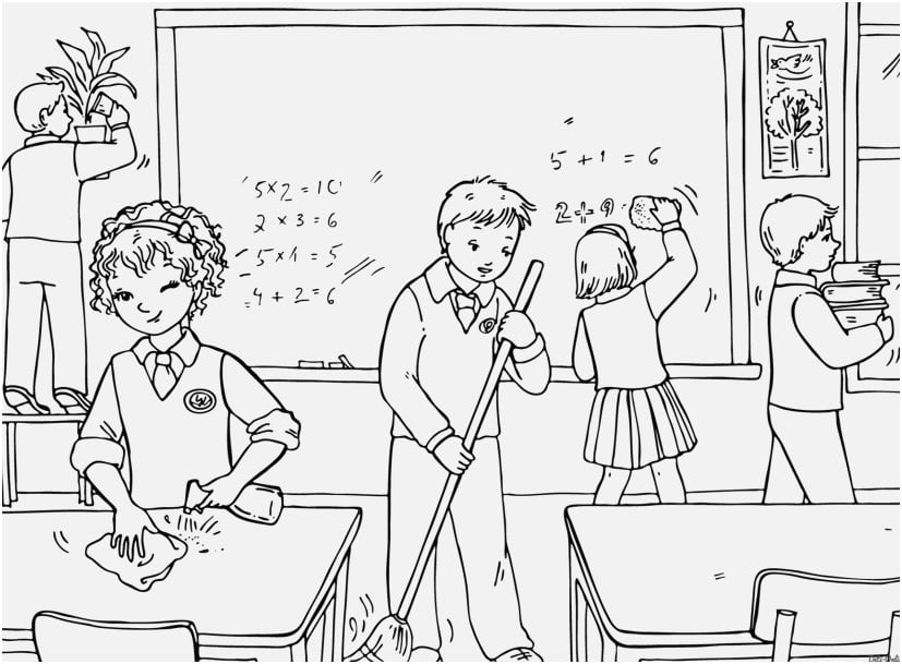 رسومات للتلوين عن التعاون المدرسي
