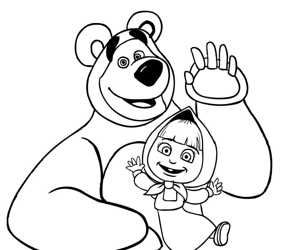 رسومات للتلوين ماشا والدب