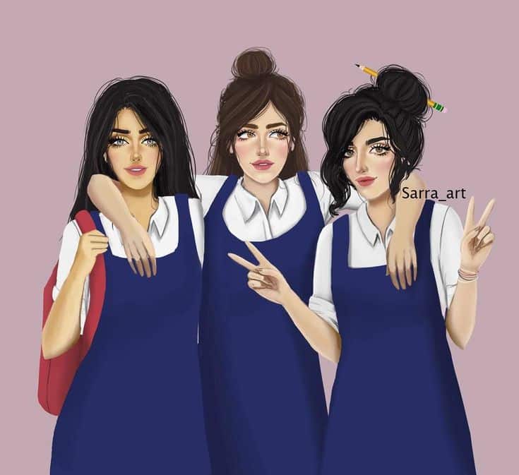 رمزيات صديقات كيوت كرتون