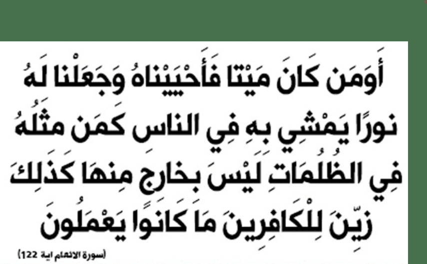 فوائد الآية أومن كان مَيْتًا فأحييناه