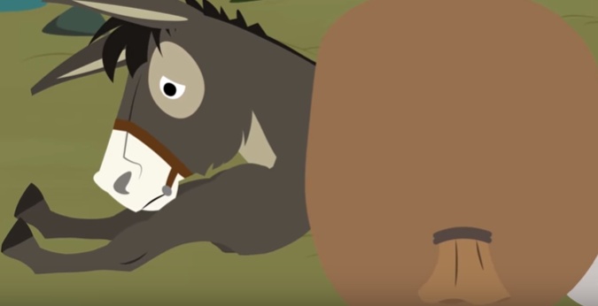 قصص اطفال مكتوبة هادفة : الحمار والحصان المخادع