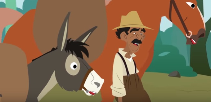 قصص اطفال مكتوبة هادفة : الحمار والحصان المخادع