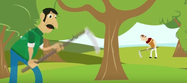 قصص اطفال هادفة بالصور : المزارع وولداه الكسولان