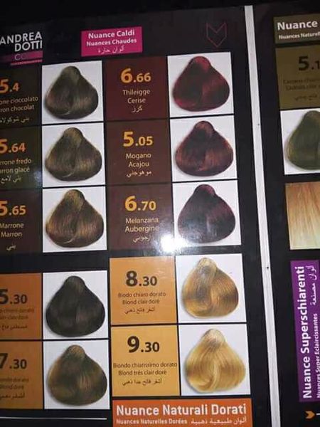 كتالوج صبغة اندريا دوتي بالارقام