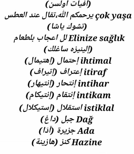 كلمات جميلة بالتركي