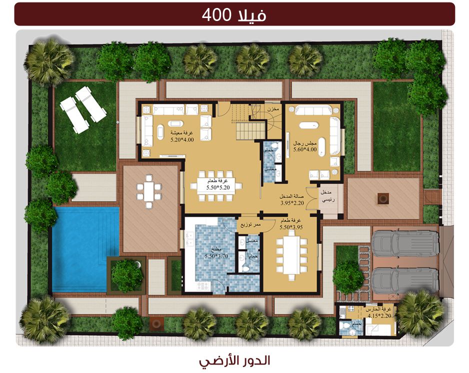 مخططات فلل دورين درج داخلي