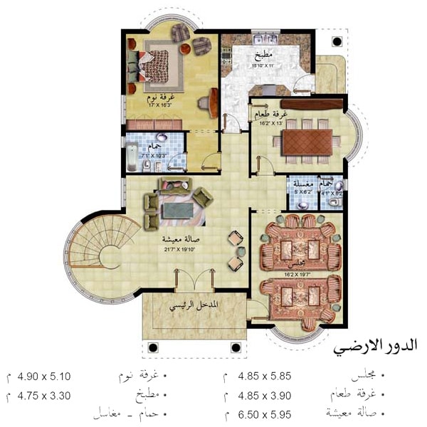 مخططات فلل دورين درج داخلي