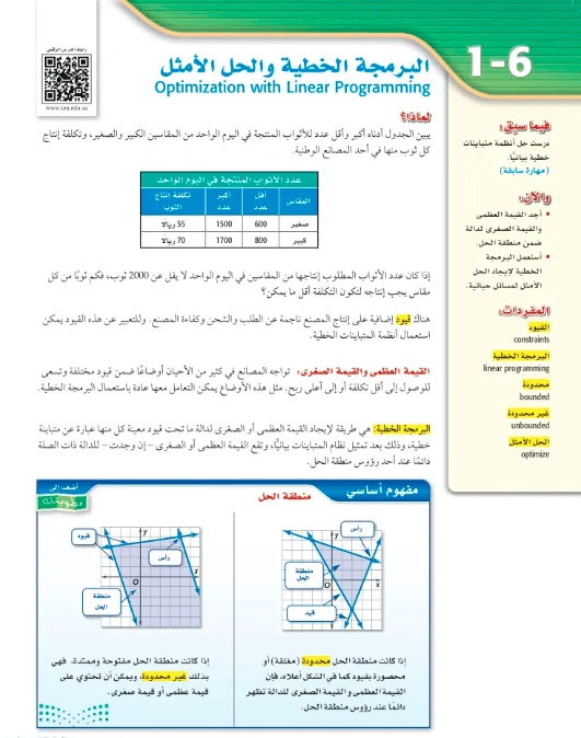 ورقة عمل البرمجة الخطية